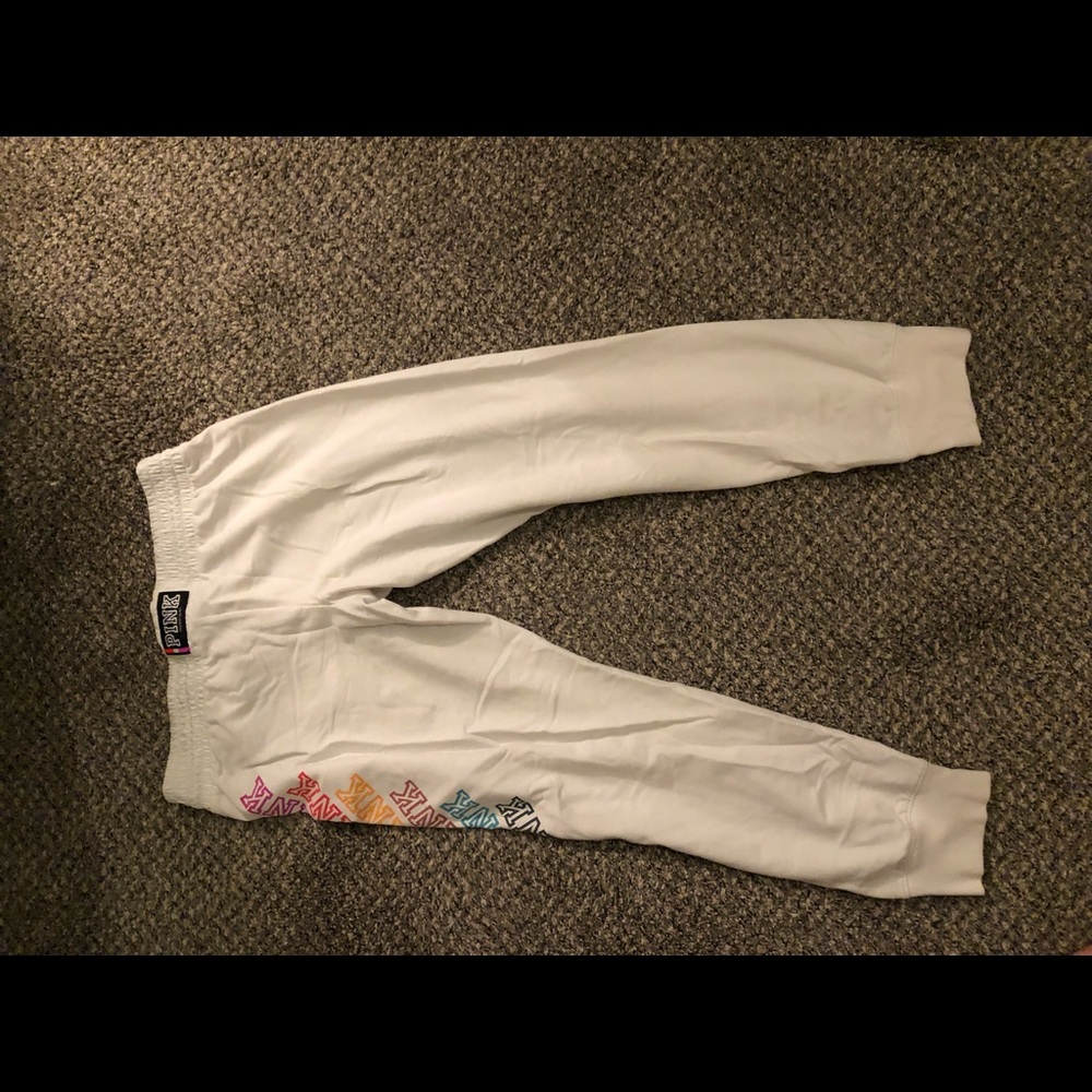 PINK white joggers